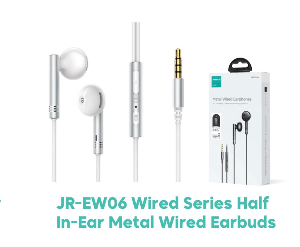 JOYROOM JR-EW06 Wired Series Half In-Ear Metal Earbuds