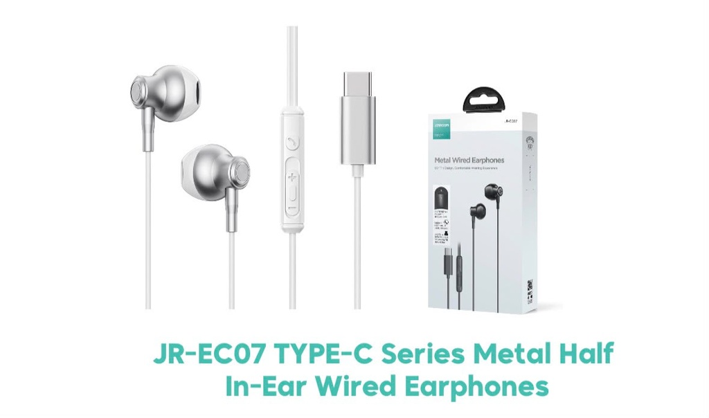 JOYROOM JR-EC07 Type-C Series Metal Half In-Ear Wired Earphones (Silver)