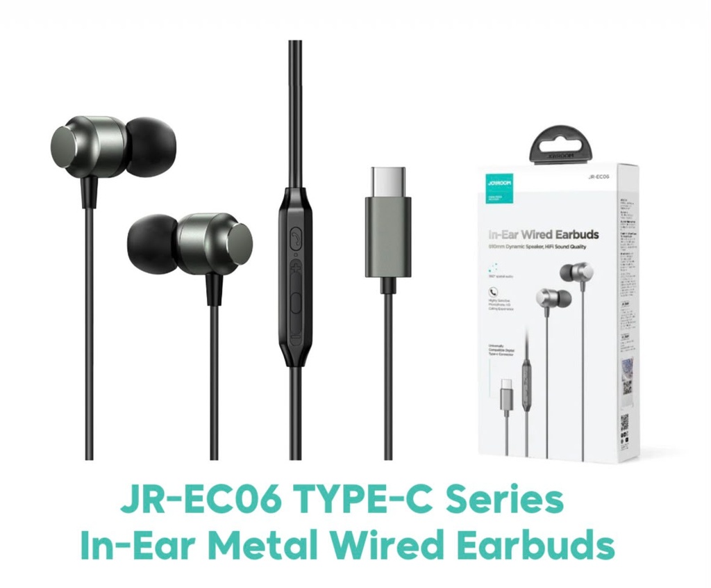 JOYROOM JR-EC06 Type-C Series In-Ear Metal Wired Earbuds (Black)