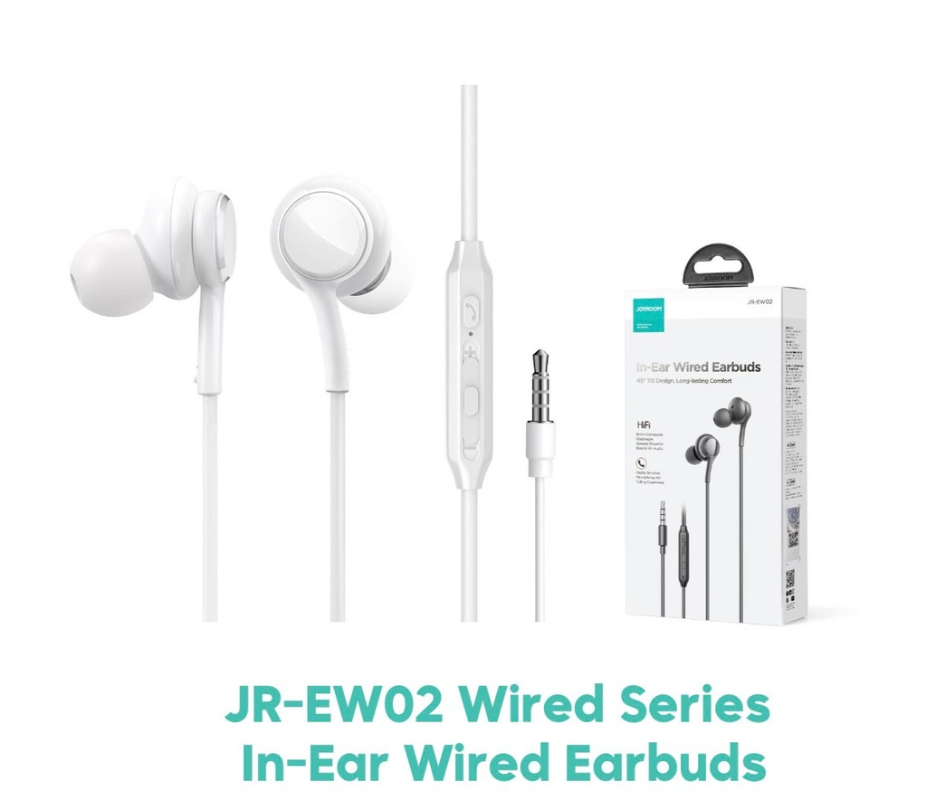 JOYROOM JR-EW02 Wired Series In-Ear Wired Earbuds (White)