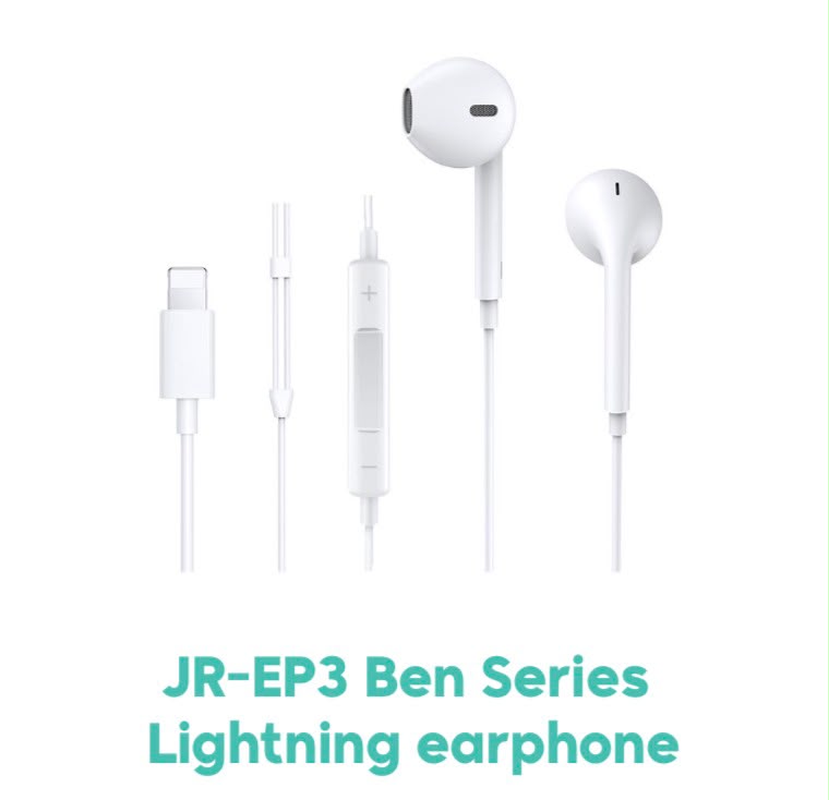 JOYROOM JR-EP3 Ben Series Lightning Earphones (White)