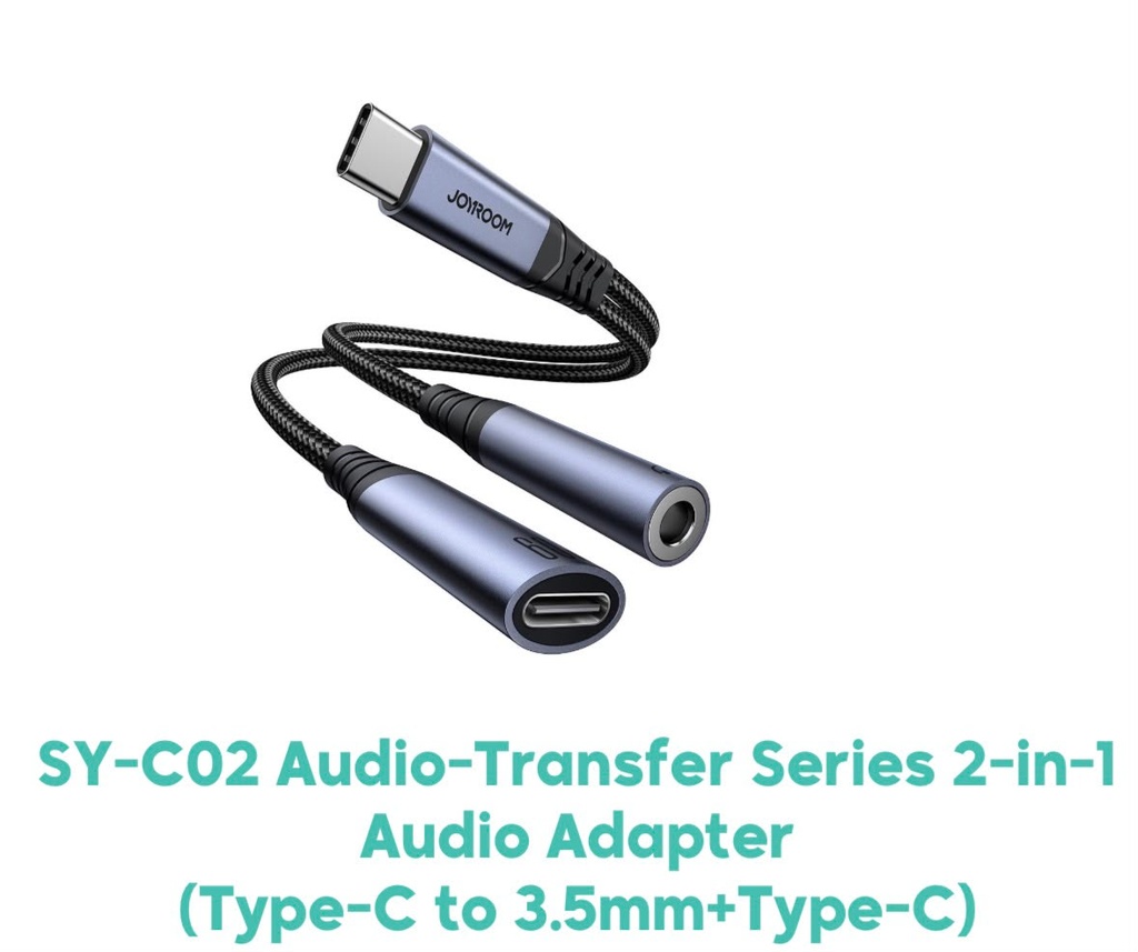 JOYROOM SY-C02 Audio-Transfer Series 2-in-1 Audio Adapter (Type-C to 3.5mm + Type-C)
