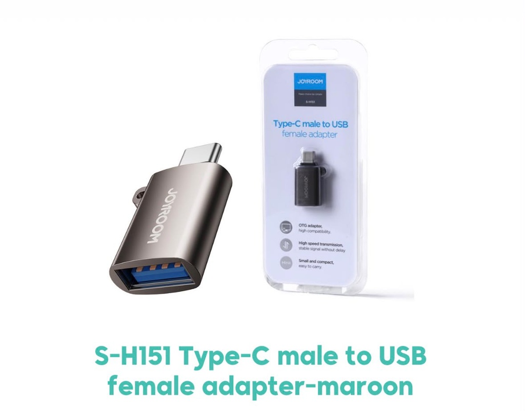 JOYROOM S-H151 Type-C Male to USB Female OTG Adapter (Maroon)