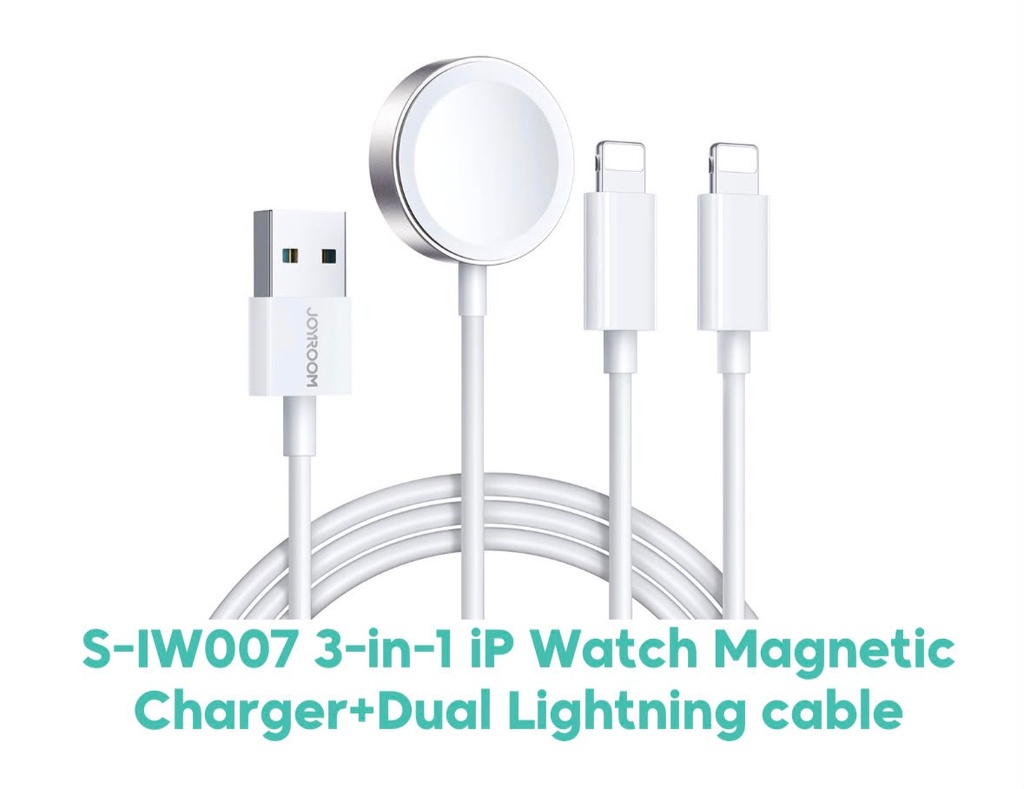 JOYROOM S-IW007 3-in-1 Magnetic Watch Charger with Dual Lightning Cable