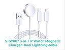 JOYROOM S-IW007 3-in-1 Magnetic Watch Charger with Dual Lightning Cable