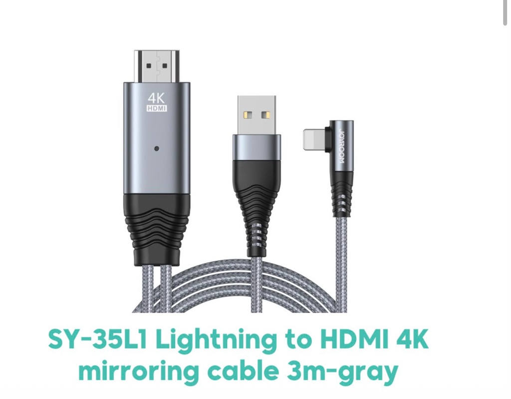 JOYROOM SY-35L1 Lightning to HDMI 4K Mirroring Cable 3M – Gray